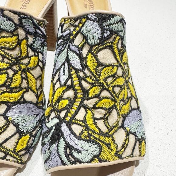 Crown Vintage Clara Floral Lace Peep-Toe Block Heel Mules Sandals Sz 8 - Picture 5 of 11